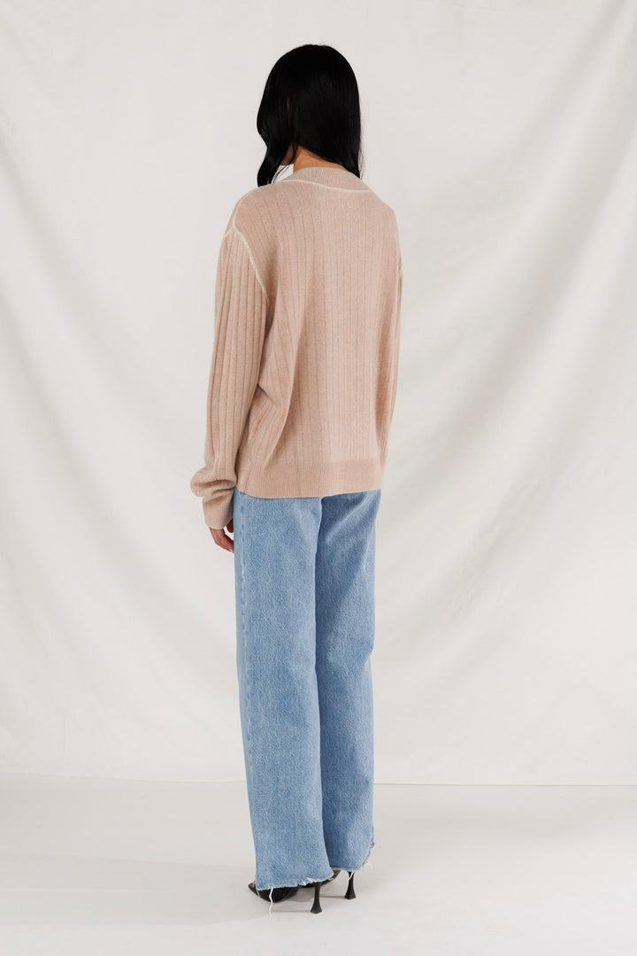 DISTRESSED GIA DEEP V - TOASTED ALMOND - Kingfisher Road - Online Boutique