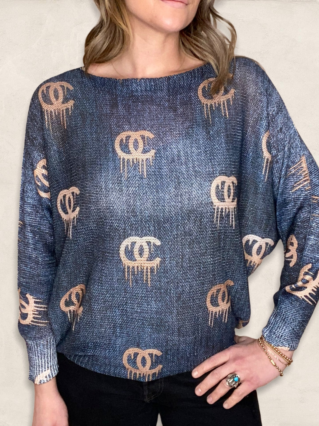 DRIP LUREX SWEATER - Kingfisher Road - Online Boutique