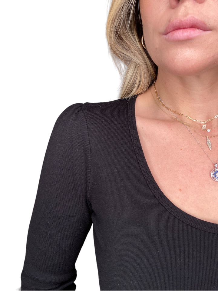 JEWEL PUFF SLEEVE TOP - BLACK - Kingfisher Road - Online Boutique
