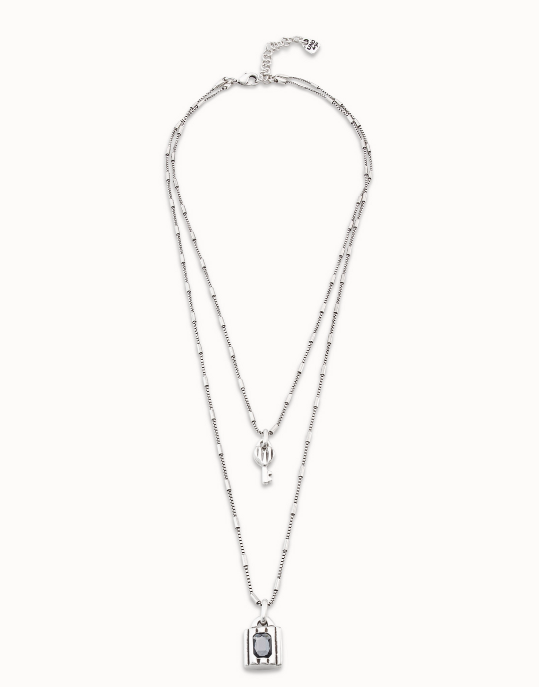 LOCK LAYERED NECKLACE SILVER - Kingfisher Road - Online Boutique