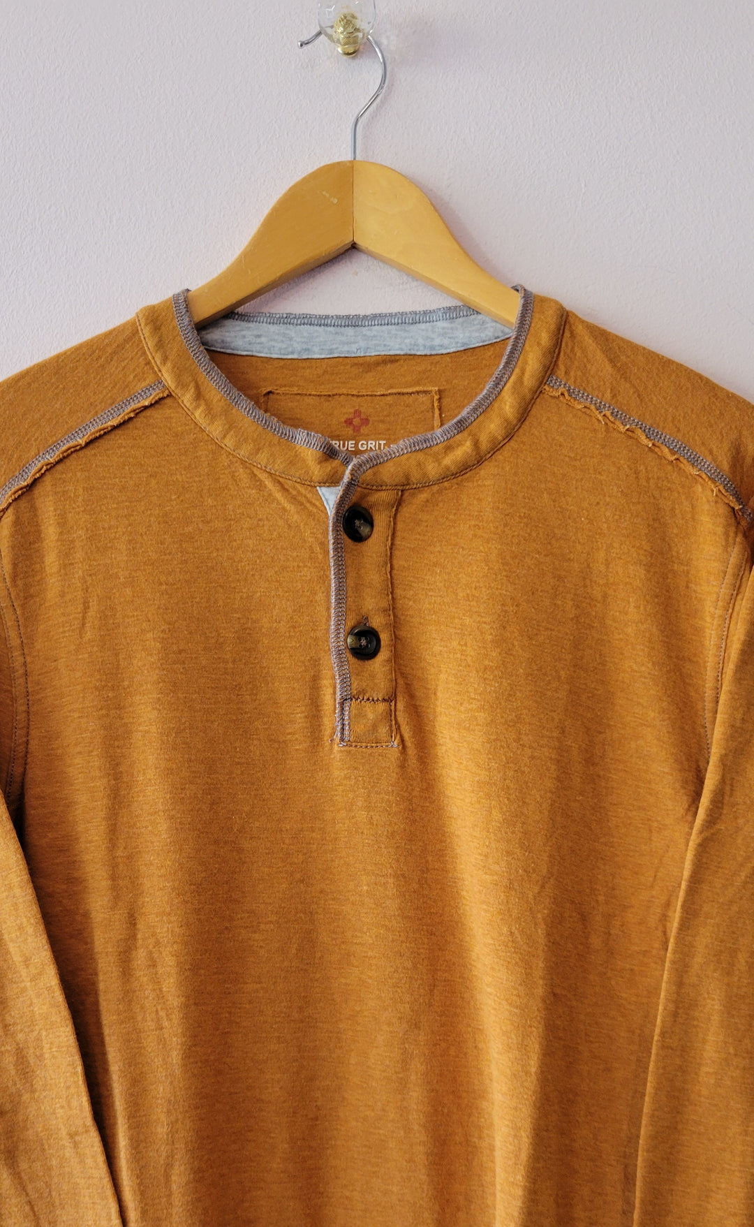 GOLD DOUBLE LAYER LONG SLEEVE HENLEY - Kingfisher Road - Online Boutique