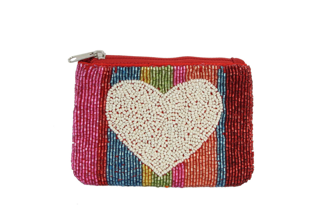 BEADED COIN PURSE-HEARTS - Kingfisher Road - Online Boutique