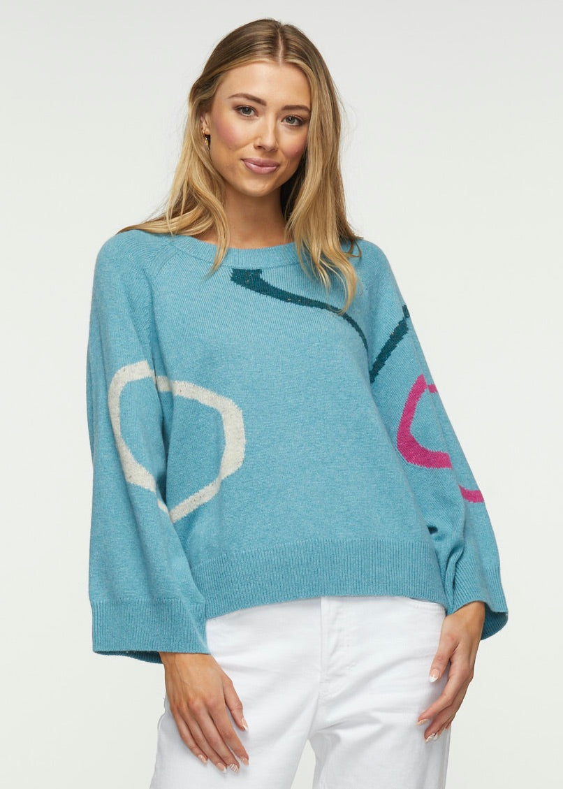 BRACELET SLEEVE RIBBON SWEATER - MIST - Kingfisher Road - Online Boutique