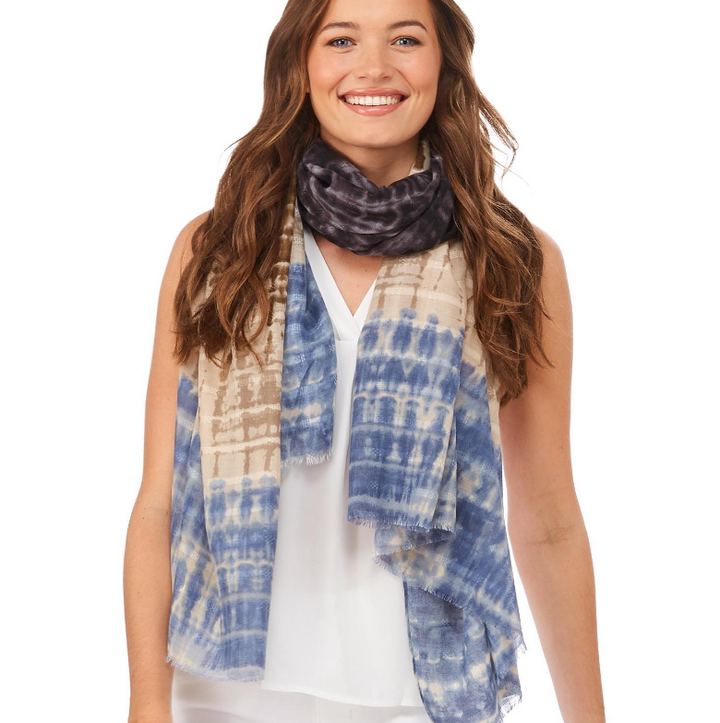 TIE DYE COLOR BLOCKED SCARF - Kingfisher Road - Online Boutique