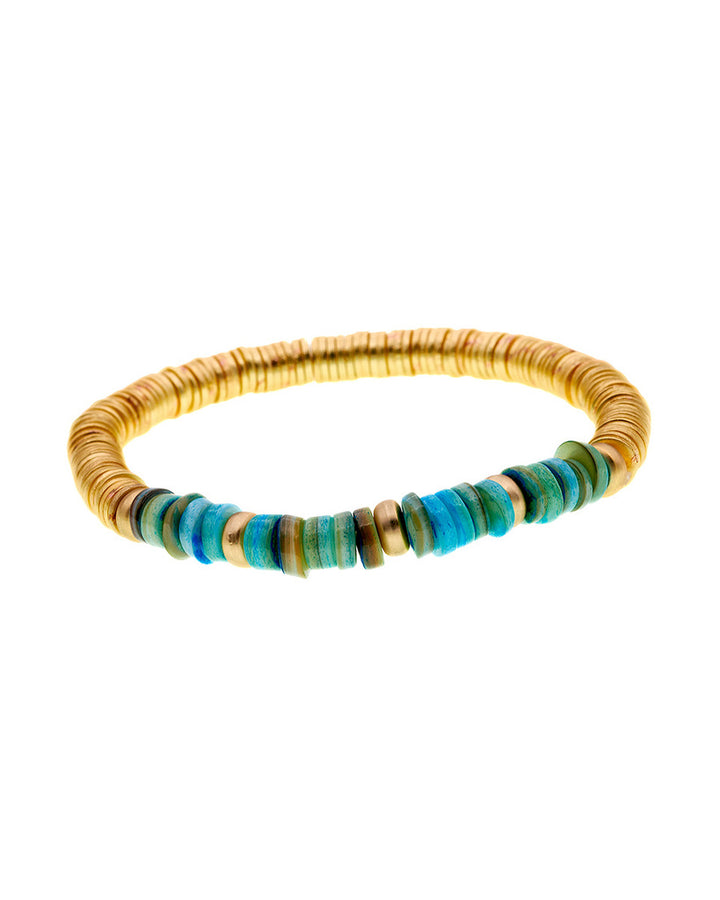 STACKED BEAD AND METAL DISC BRACELET - Kingfisher Road - Online Boutique