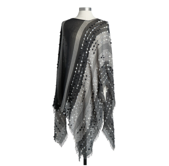 TEXTURED PONCHO BLACK MIX - Kingfisher Road - Online Boutique