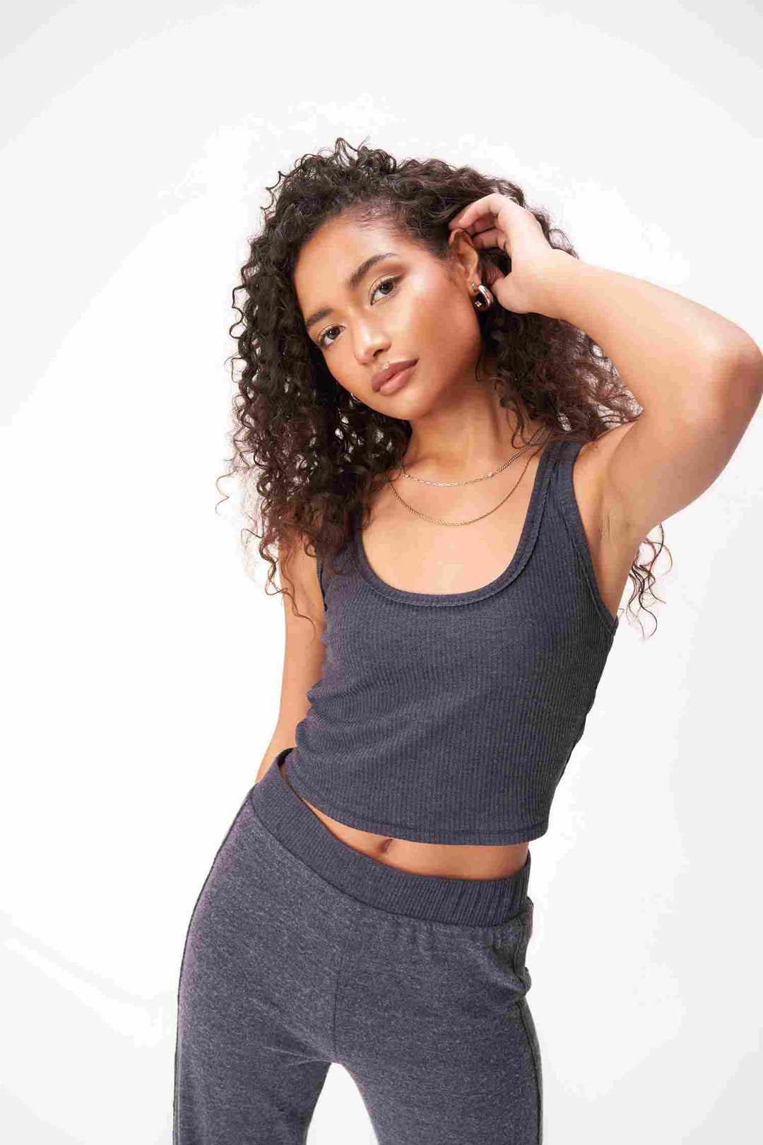 JUST RELAX HEATHERED SEAMED RIB TANK-H GALAXY BLUE - Kingfisher Road - Online Boutique