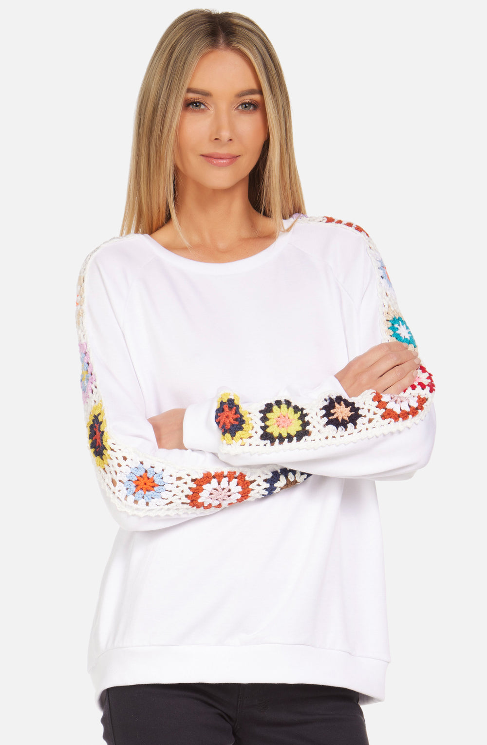 WHITE CONNEL RAGLAN SLEEVE PULLOVER - Kingfisher Road - Online Boutique
