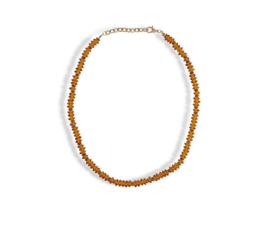 CRYSTAL BEAD NECKLACE WITH GOLD ACCENTS