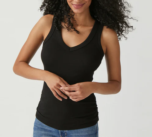BLANCHE RUCHED SIDE TANK - BLACK - Kingfisher Road - Online Boutique