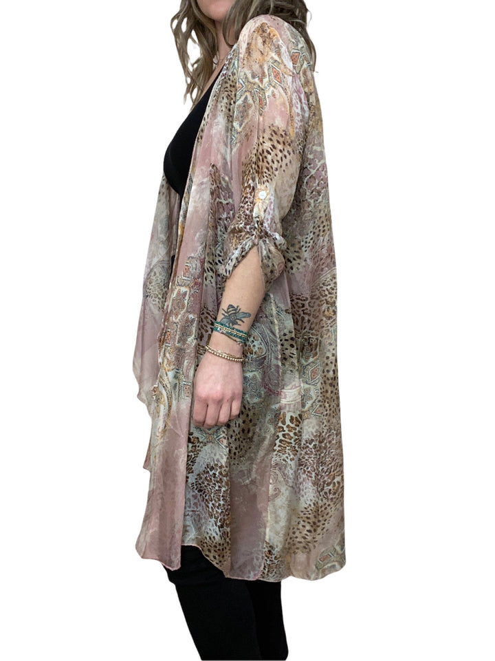 PINK SILK ANIMAL PRINT DUSTER - Kingfisher Road - Online Boutique