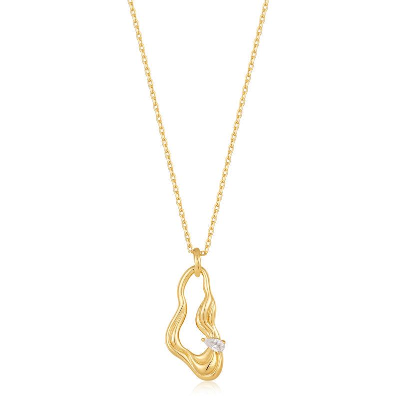 TWISTED WAVE DROP PENDANT NECKLACE-GOLD - Kingfisher Road - Online Boutique
