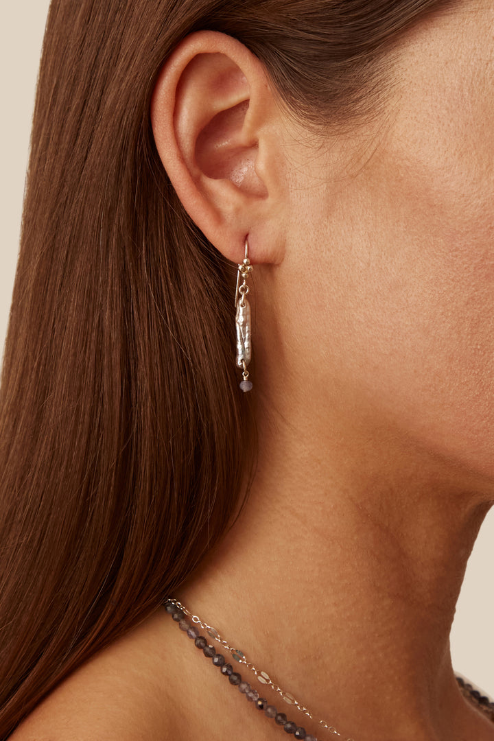 GREY PEARL PEACOCK DROP EARRING - Kingfisher Road - Online Boutique