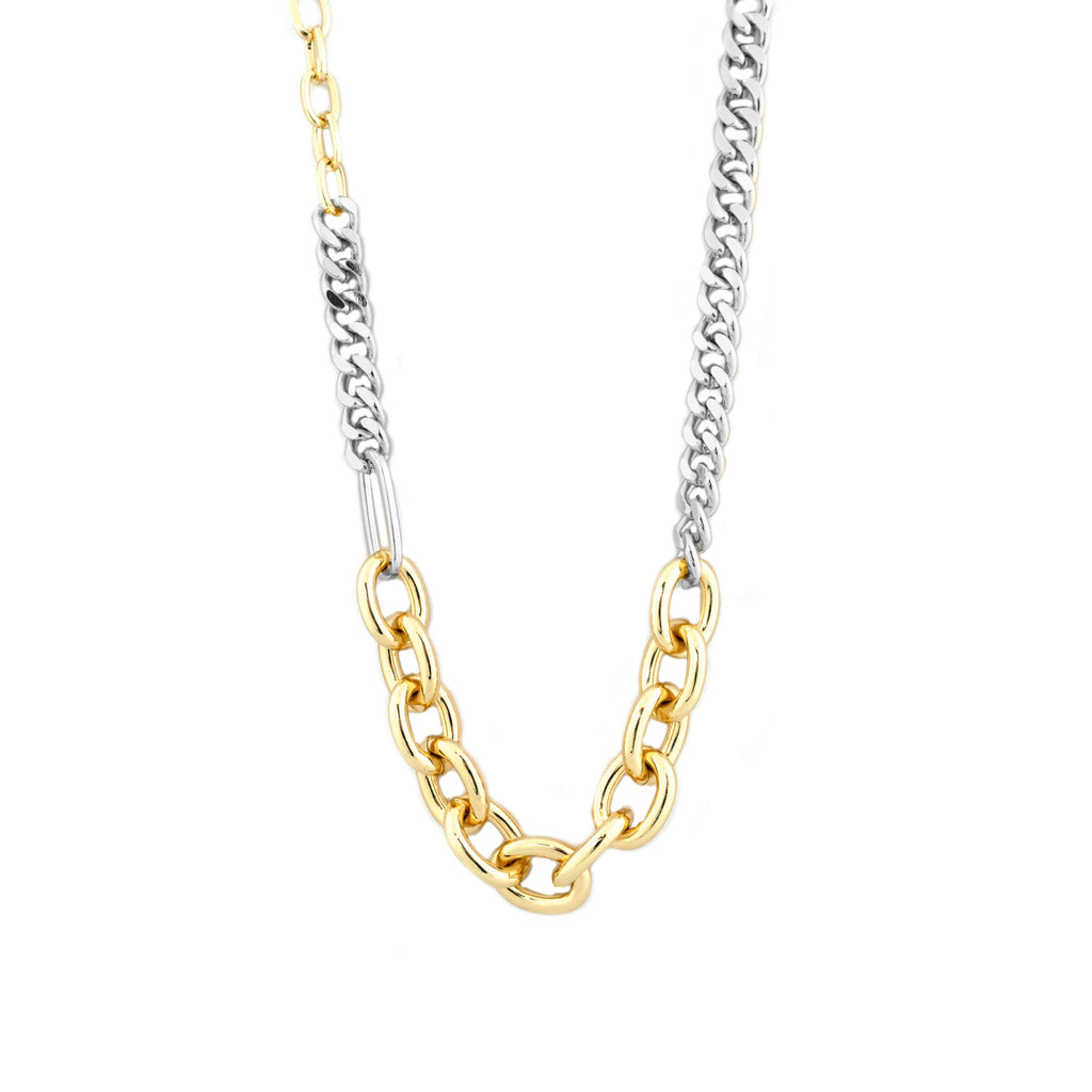 MIXED CHUNKY CHAIN NECKLACE-GOLD SILVER - Kingfisher Road - Online Boutique