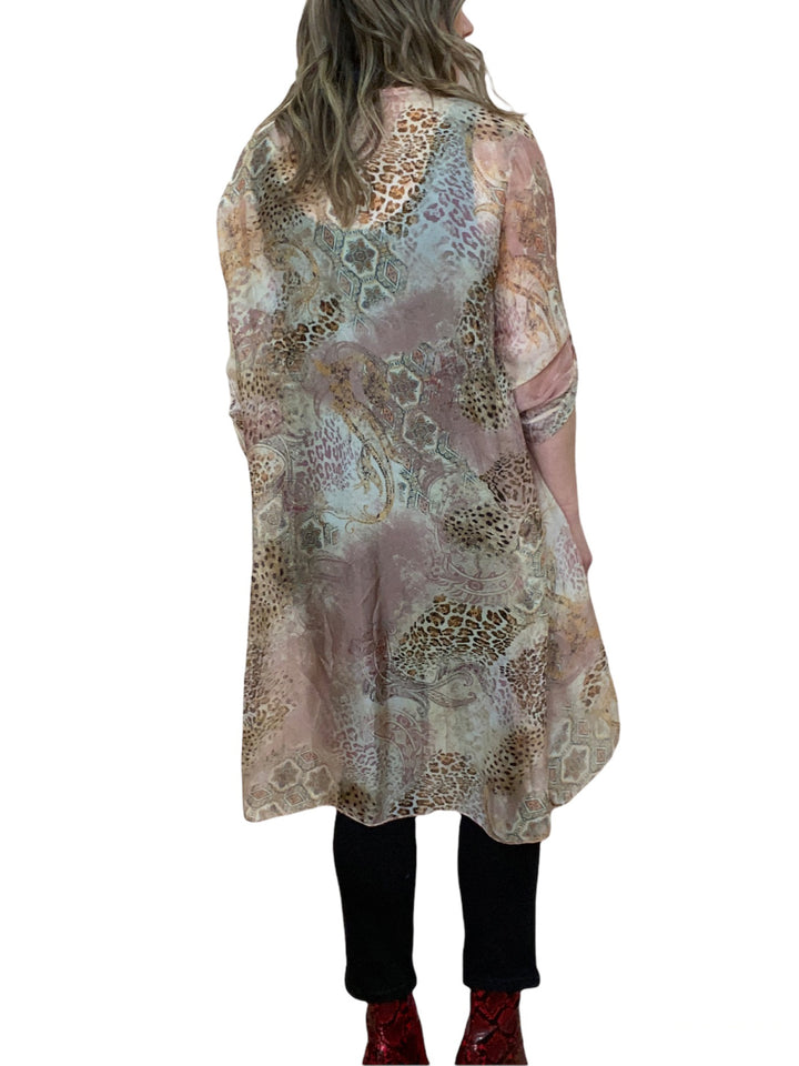 PINK SILK ANIMAL PRINT DUSTER - Kingfisher Road - Online Boutique