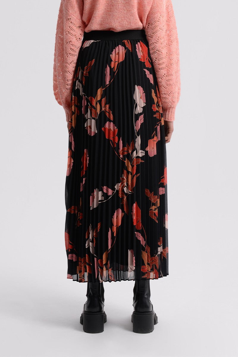 PLEATED PRINTED SKIRT - BLACK ASHLEY - Kingfisher Road - Online Boutique