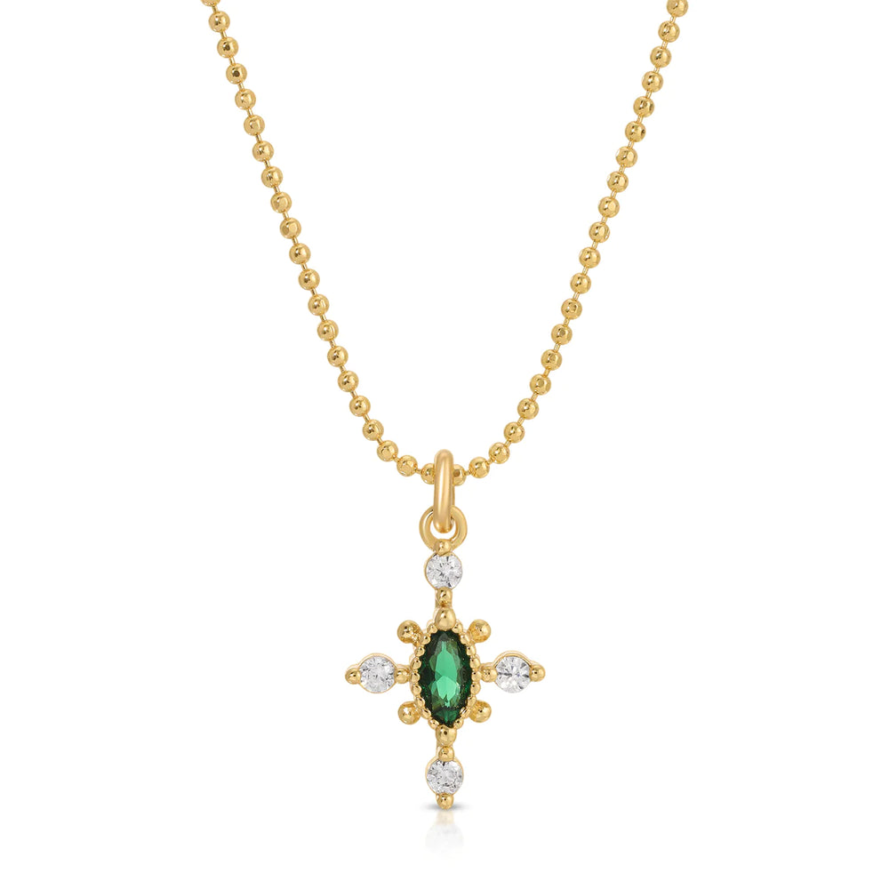 VICTORIA CROSS NECKLACE-EMERALD - Kingfisher Road - Online Boutique