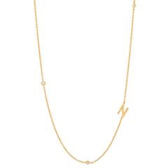 SIDEWAYS INITIAL NECKLACE w/ CZ ACCENTS - Kingfisher Road - Online Boutique