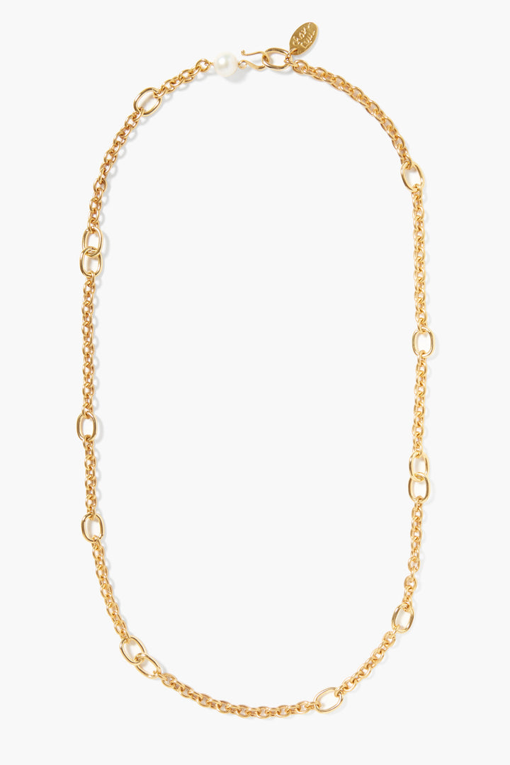 LONG PEARL CHAIN NECKLACE-YELLOW GOLD - Kingfisher Road - Online Boutique