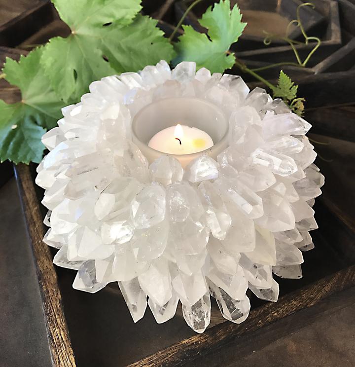 CRYSTAL QUARTZ POINT CANDLE HOLDER-XL - Kingfisher Road - Online Boutique