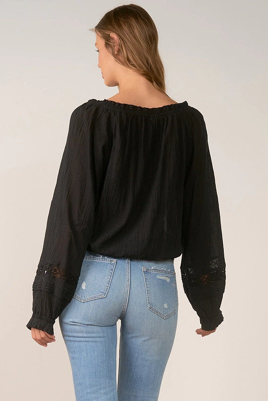 Black long deals sleeve peasant top