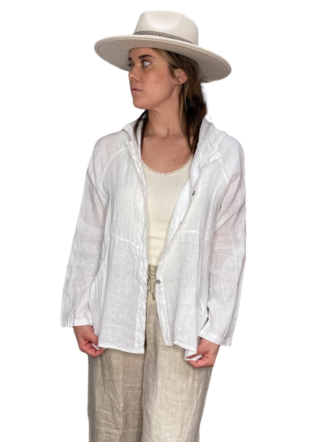 LINEN JACKET WITH HOODIE - Kingfisher Road - Online Boutique