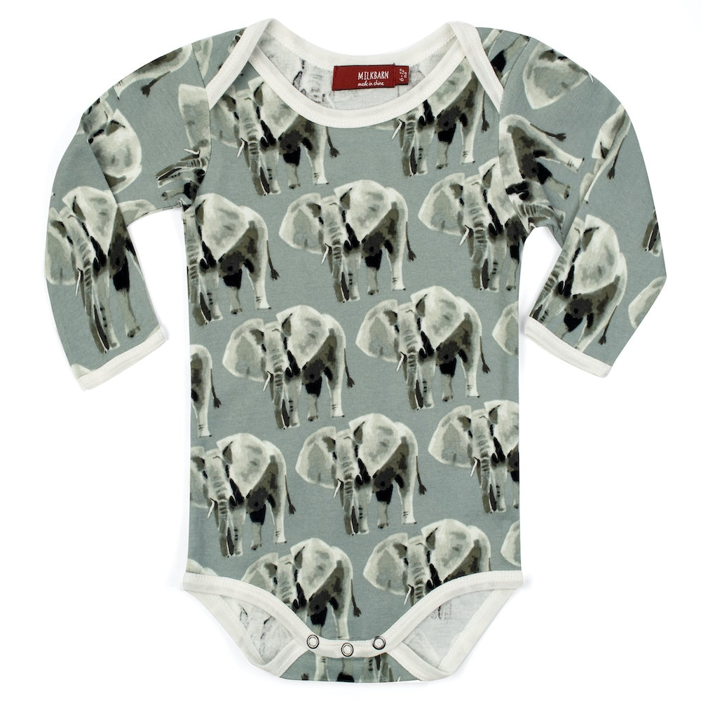 GREY ELEPHANT ORGANIC L/S ONESIE - Kingfisher Road - Online Boutique