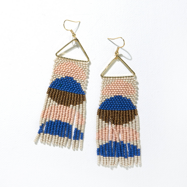 IVORY LAPIS BLUSH GOLD HALF TRIANGLE EARRING - Kingfisher Road - Online Boutique