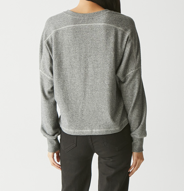 VIC SPARKLE RELAXED V-NECK PULLOVER-GUNMETAL - Kingfisher Road - Online Boutique