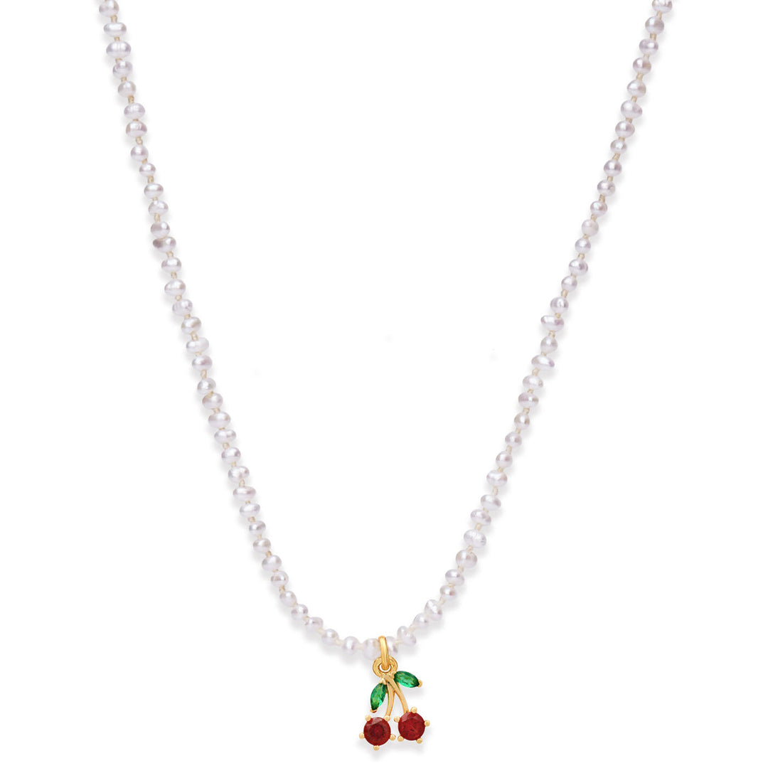 HANDMADE BEADED PEARL NECKLACE-CHERRIES - Kingfisher Road - Online Boutique