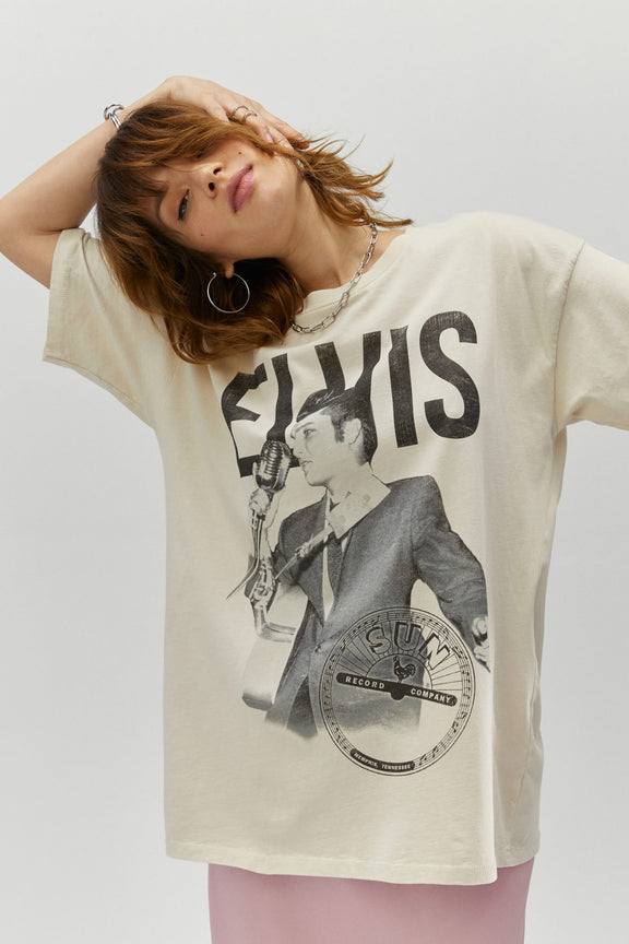 SUN RECORDS X ELVIS MERCH TEE-DIRTY WHITE - Kingfisher Road - Online Boutique