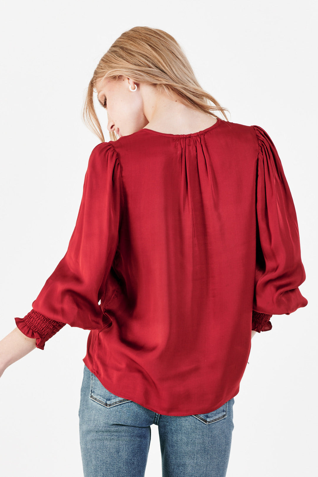 AMELIA RUCHED DETAIL V NECK TOP - BARBADOS - Kingfisher Road - Online Boutique