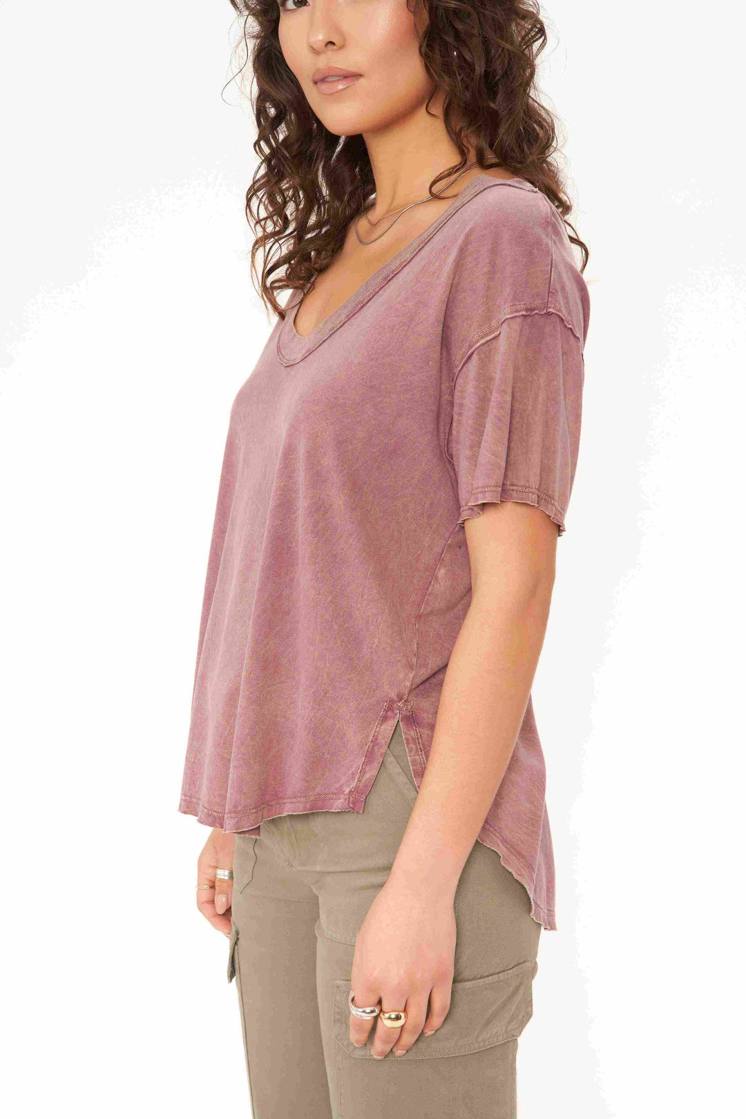 JADE SCOOP NECK WASHED TEE - MW VENETIAN WINE - Kingfisher Road - Online Boutique
