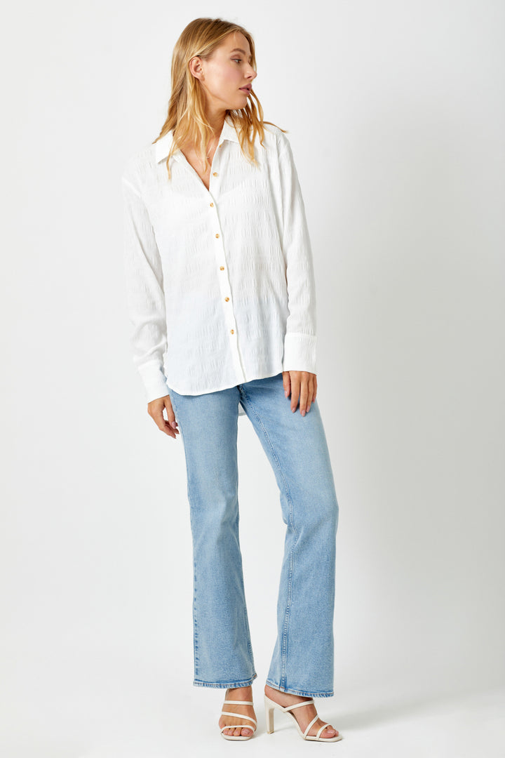 TEXTURED STRIPE BUTTONDOWN SHIRT-OFF WHITE - Kingfisher Road - Online Boutique