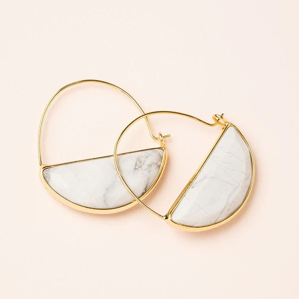 STONE PRISM HOOP EARRING- HOWLITE/GOLD - Kingfisher Road - Online Boutique