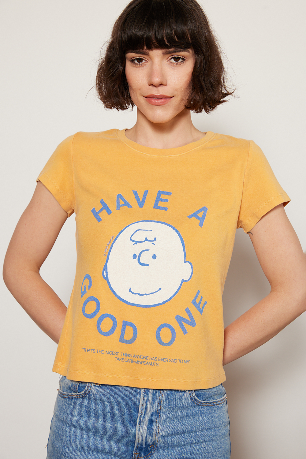 PEANUTS HAVE A GOOD ONE TEE-SUNSHINE YELLOW - Kingfisher Road - Online Boutique