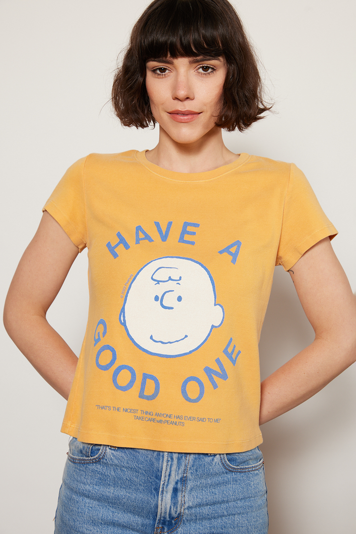 PEANUTS HAVE A GOOD ONE TEE-SUNSHINE YELLOW - Kingfisher Road - Online Boutique