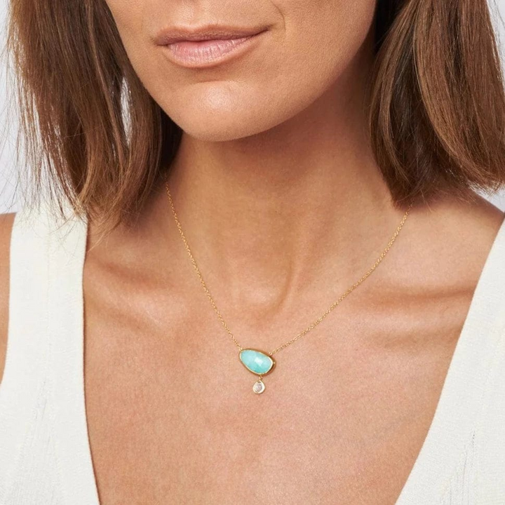 DIAMOND DROP GOLD CLIFF NECKLACE-AMAZONITE - Kingfisher Road - Online Boutique