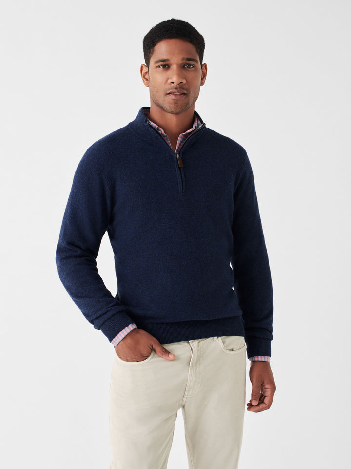 JACKSON 1/4 ZIP SWEATER-NAVY HEATHER - Kingfisher Road - Online Boutique