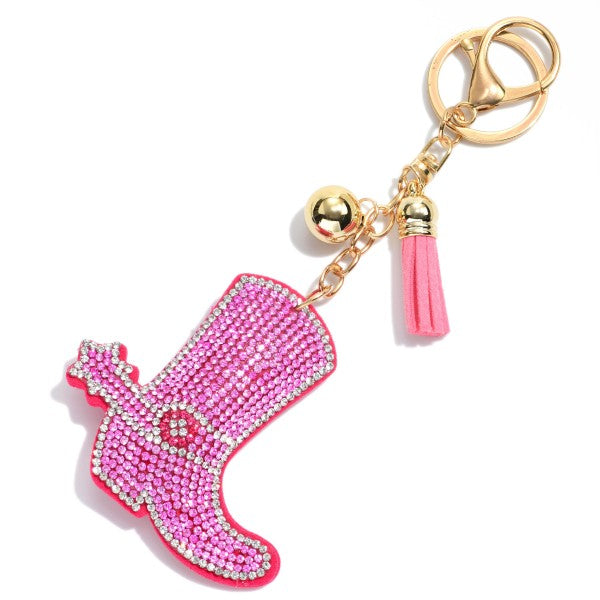 HOT PINK CRYSTAL COWBOY BOOT KEY CHAIN - Kingfisher Road - Online Boutique