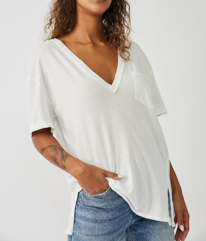 KEEP ME V-NECK TEE - OPTIC WHITE - Kingfisher Road - Online Boutique