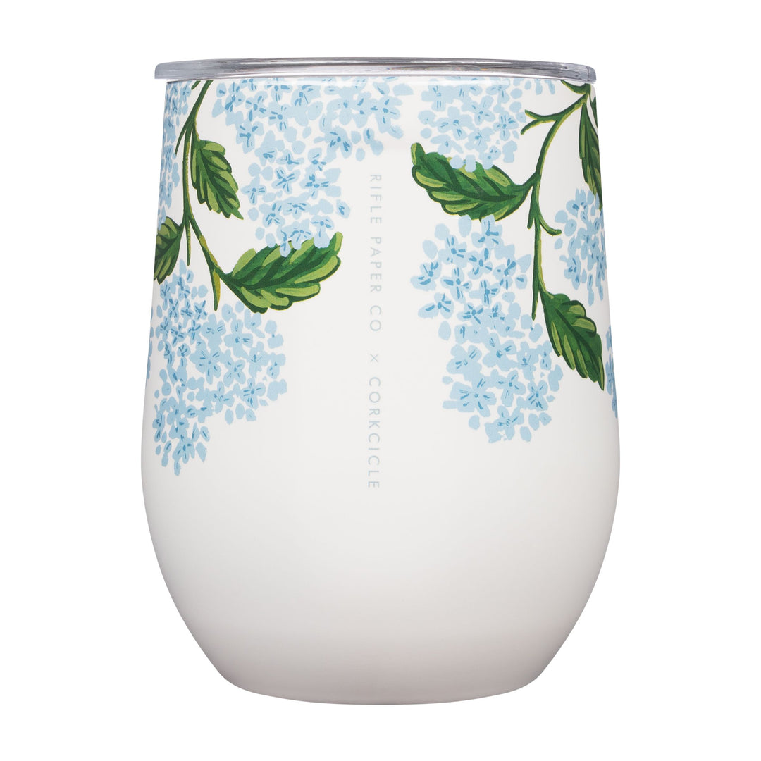 12oz STEMLESS-GLOSS BLUE HYDRANGEA - Kingfisher Road - Online Boutique