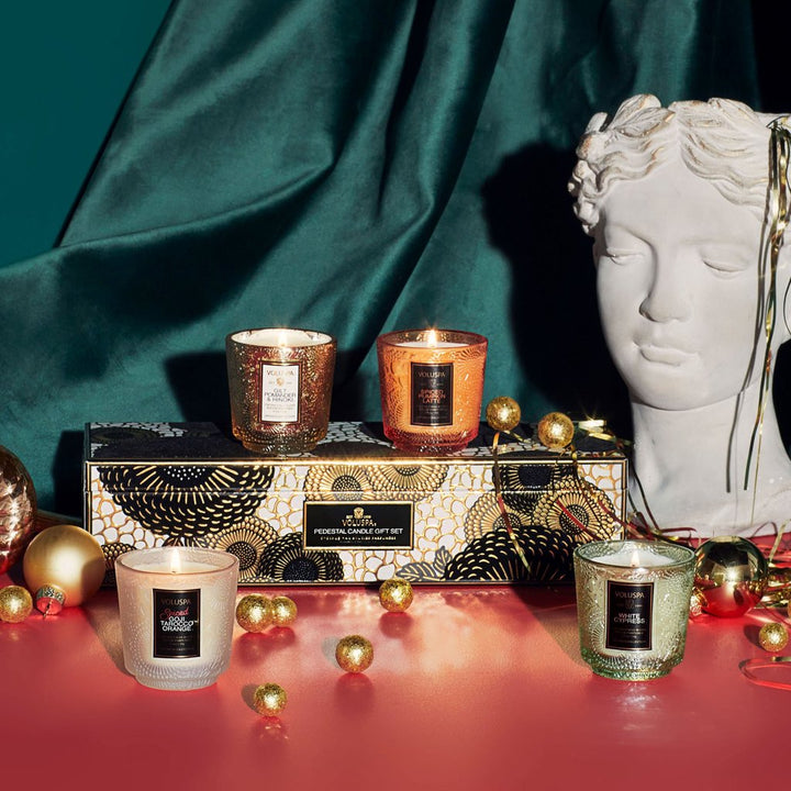 JAPONICA HOLIDAY BLACK PEDESTAL CANDLE GIFT SET - Kingfisher Road - Online Boutique