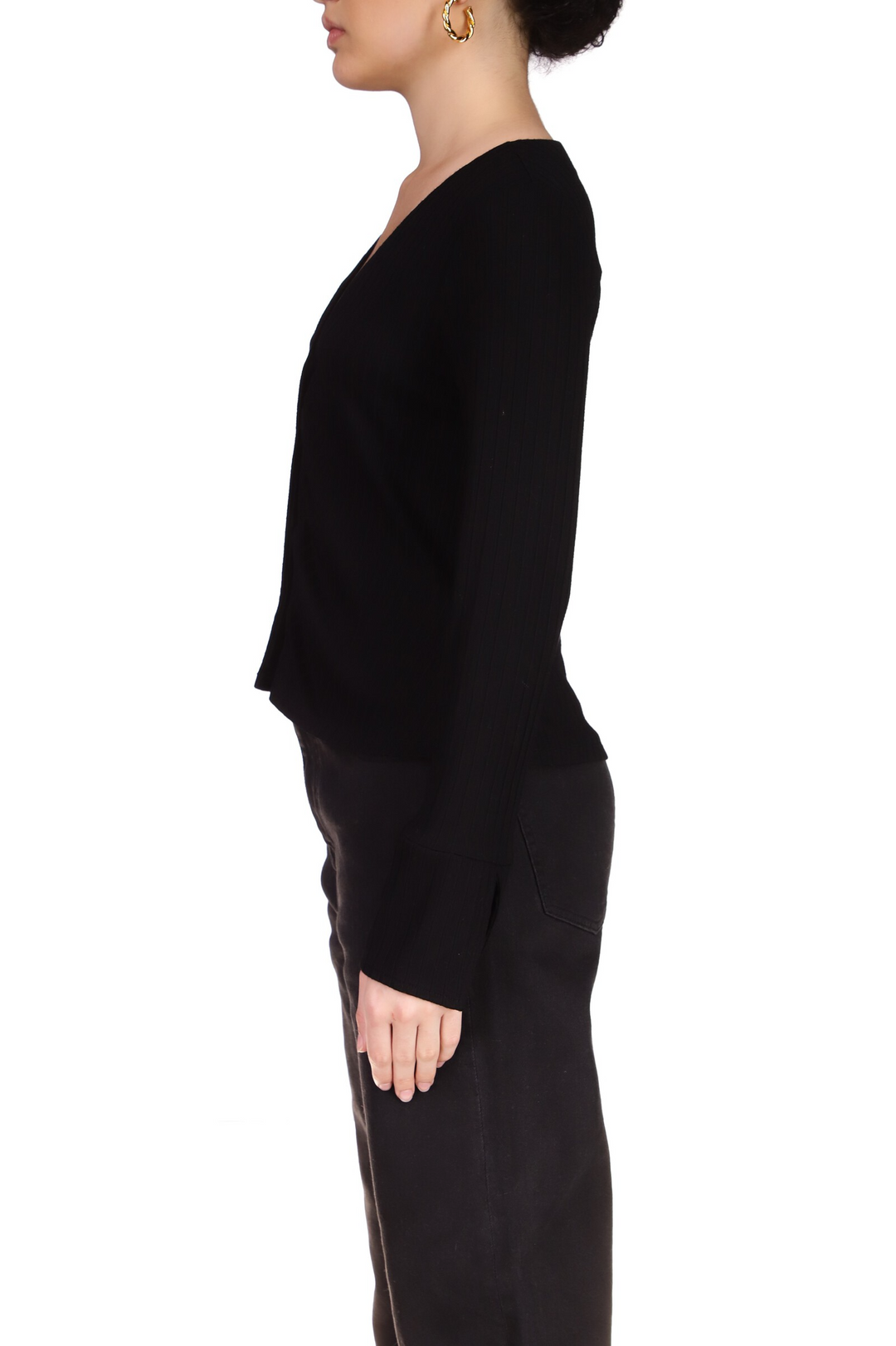 BLACK WIDE CUFF KNIT BLOUSE - Kingfisher Road - Online Boutique