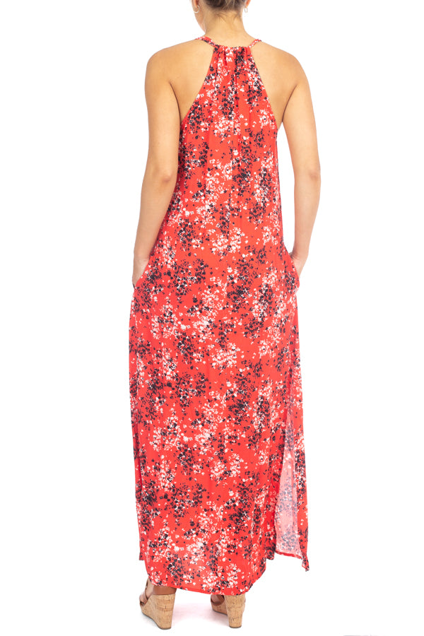 Tie Strap Maxi With Pockets - Red - Kingfisher Road - Online Boutique