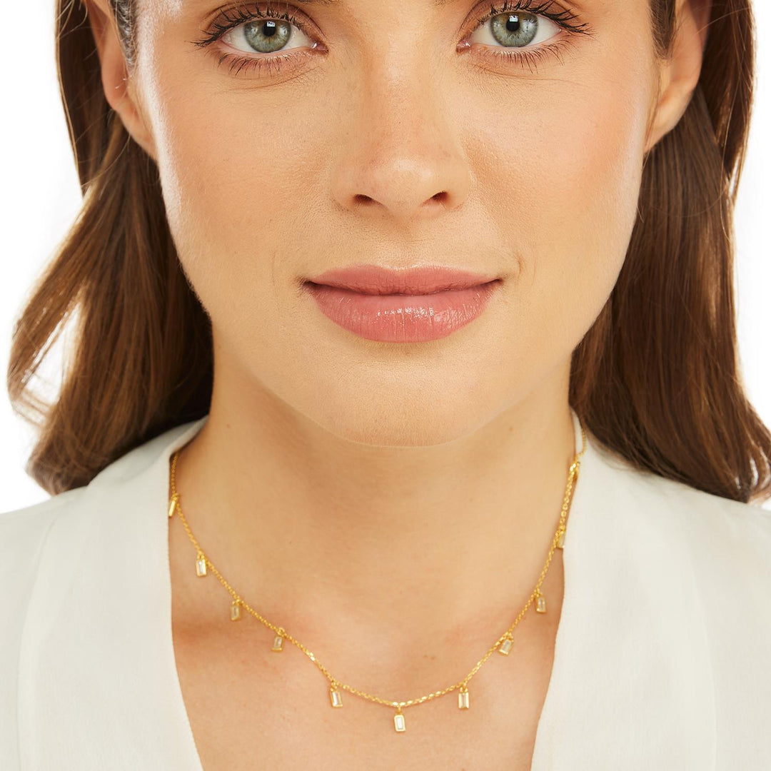 GOLD PLATED CRYSTAL STATION NECKLACE - Kingfisher Road - Online Boutique