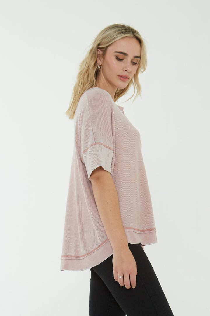 JACE BURNOUT NOTCH THERMAL TEE - Kingfisher Road - Online Boutique