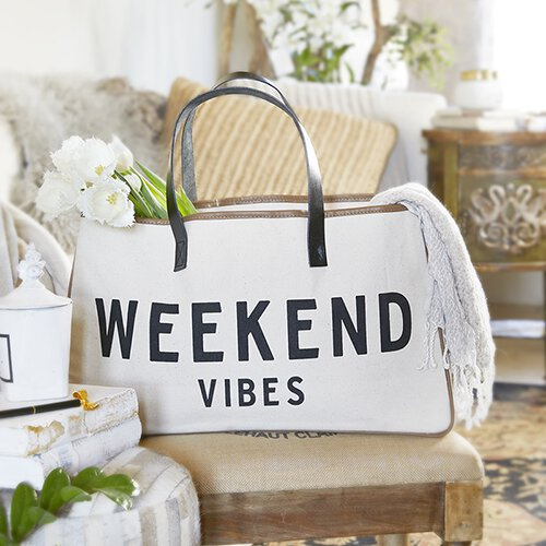 WEEKEND VIBES CANVAS TOTE - Kingfisher Road - Online Boutique