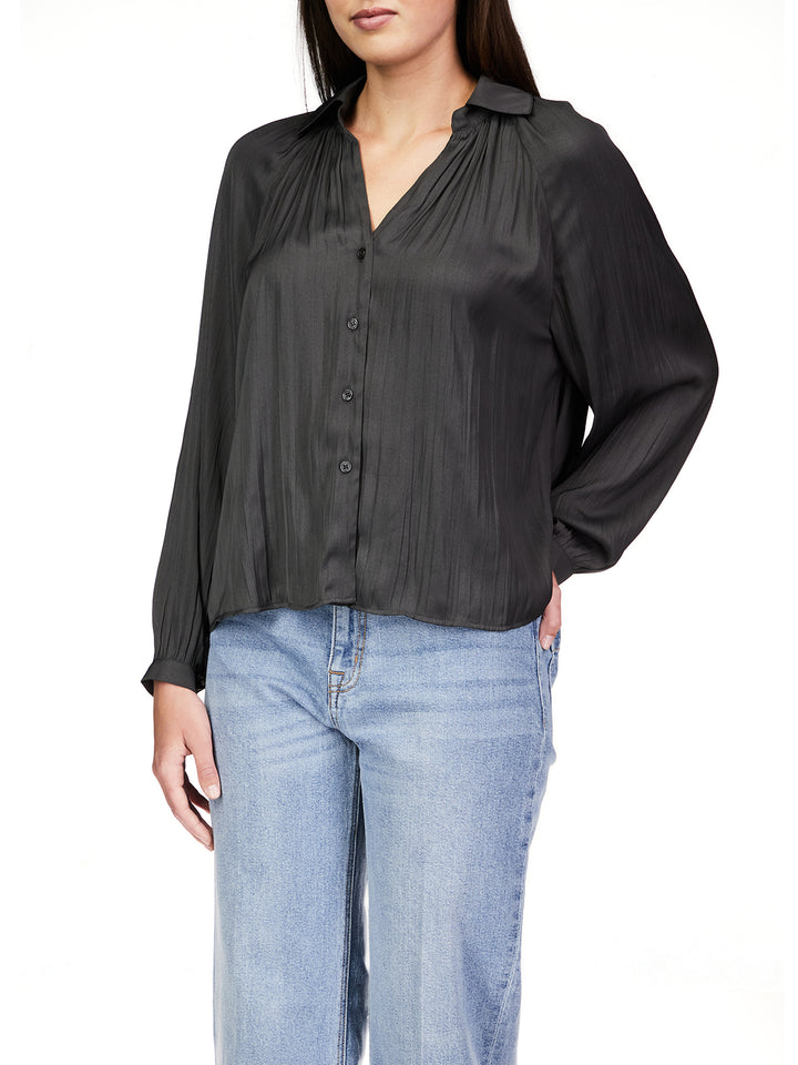 CASUALLY CUTE SATEEN BLOUSE - MINERAL - Kingfisher Road - Online Boutique