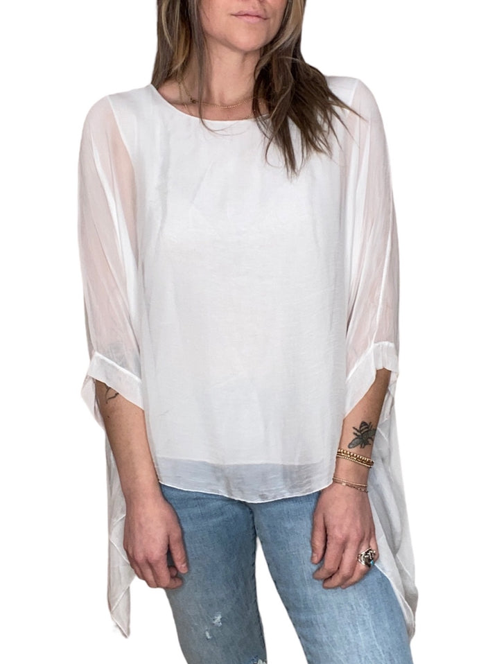 WHITE CLASSIC SILK TOP - Kingfisher Road - Online Boutique